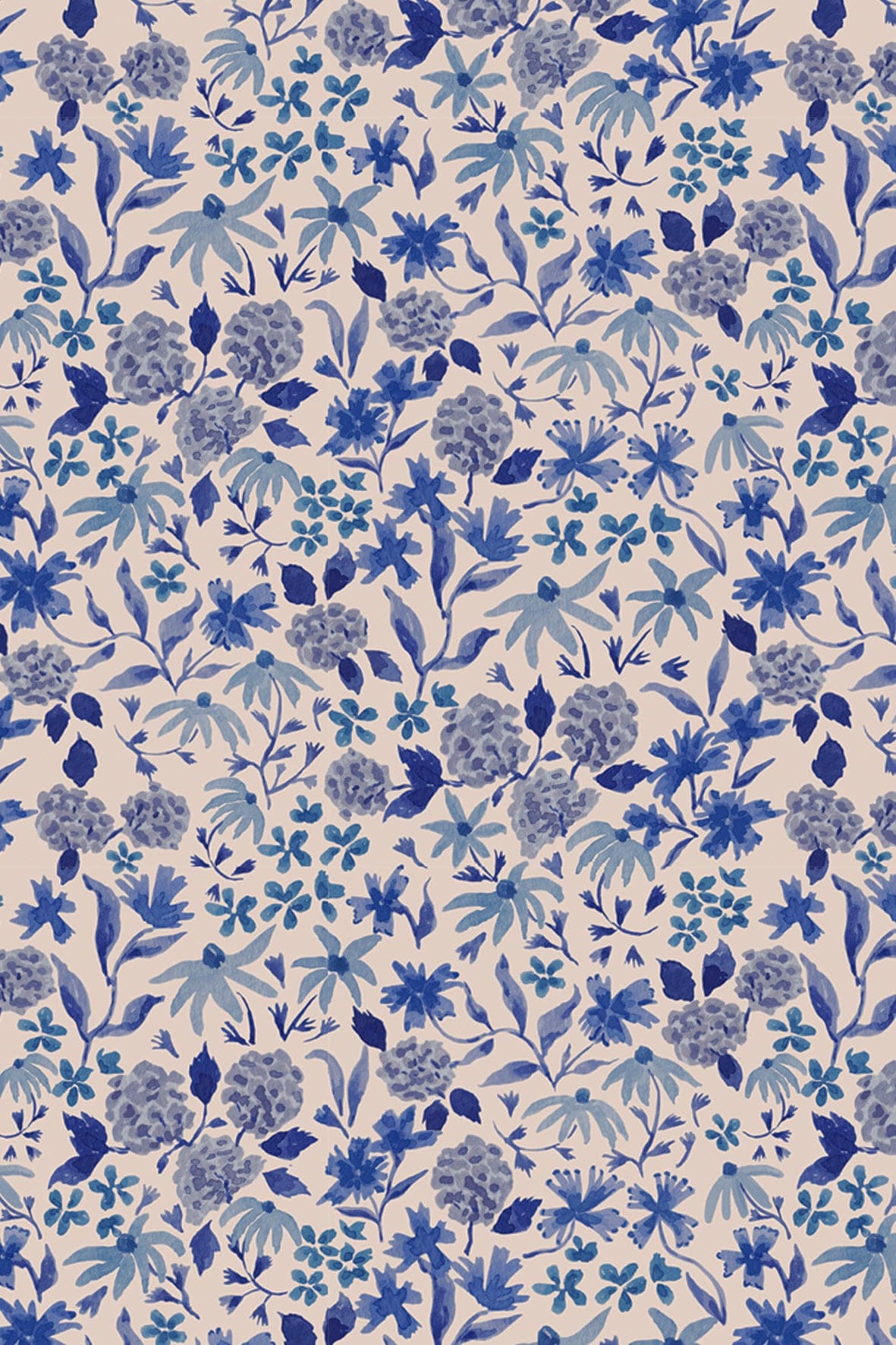 Blue Flower Wallpaper, wallpapers for kids, nursery, children's wallpaper flowers, decoration, peel & stick