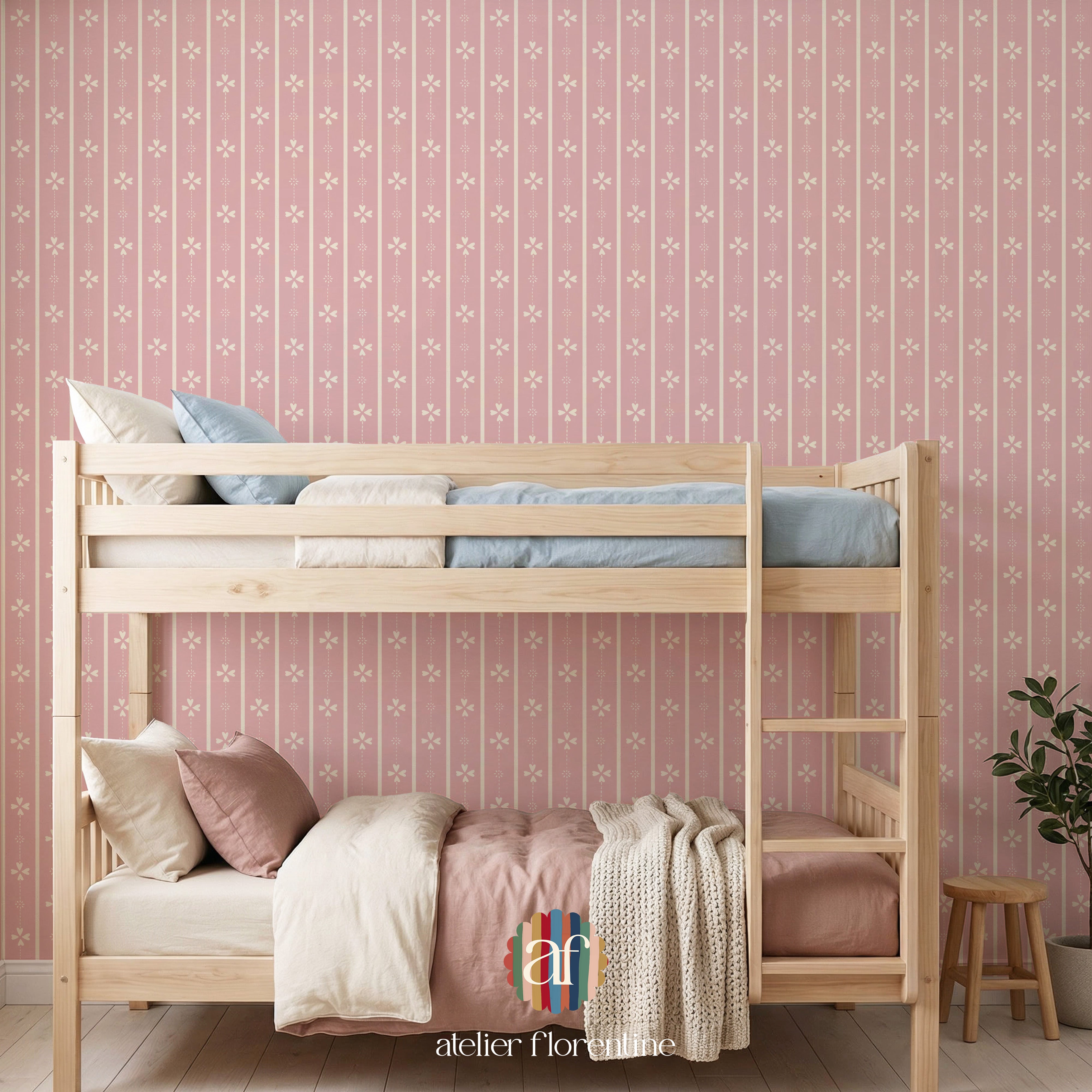 Wallpaper Cottage Stripe - Pink