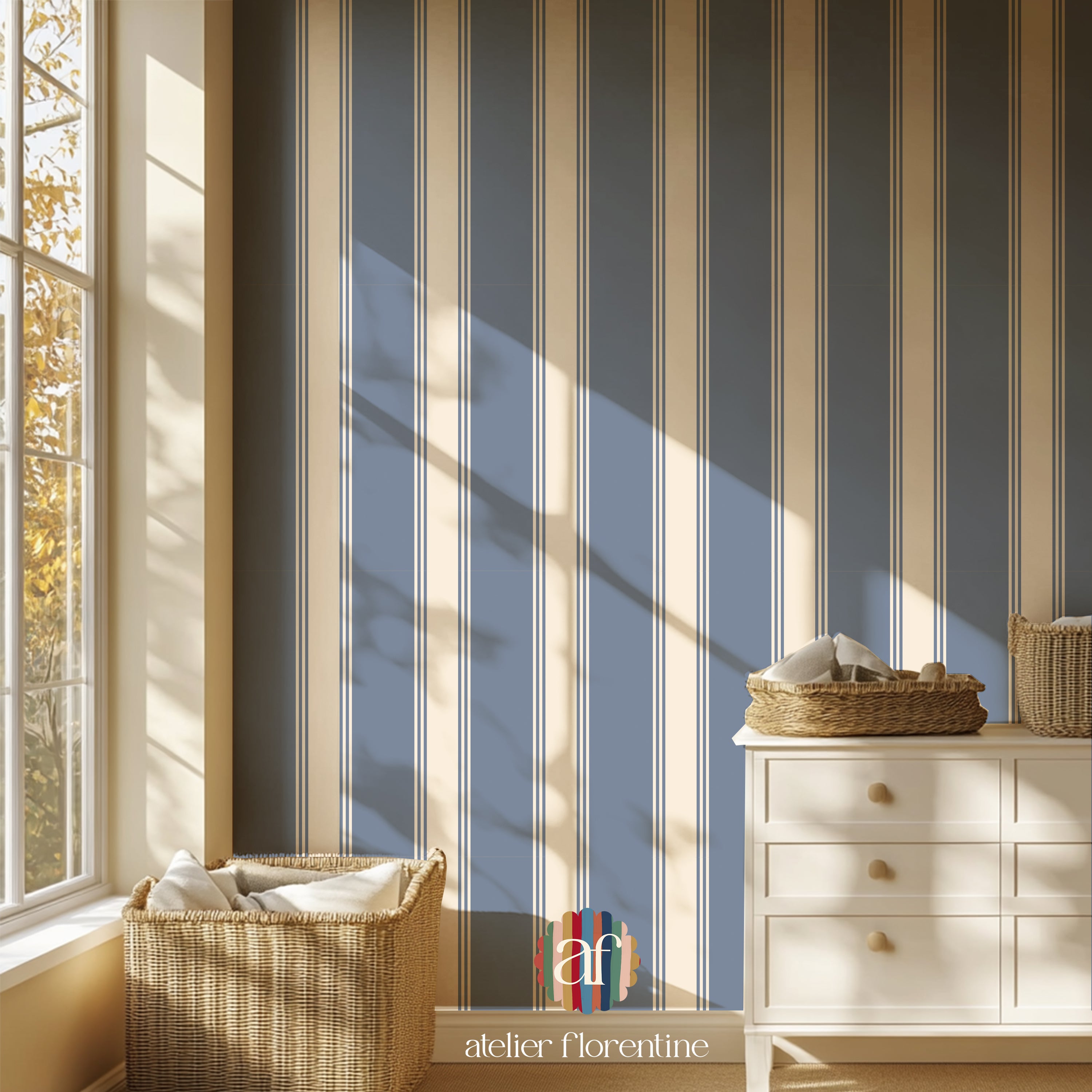 Wallpaper Double Striped - Blue