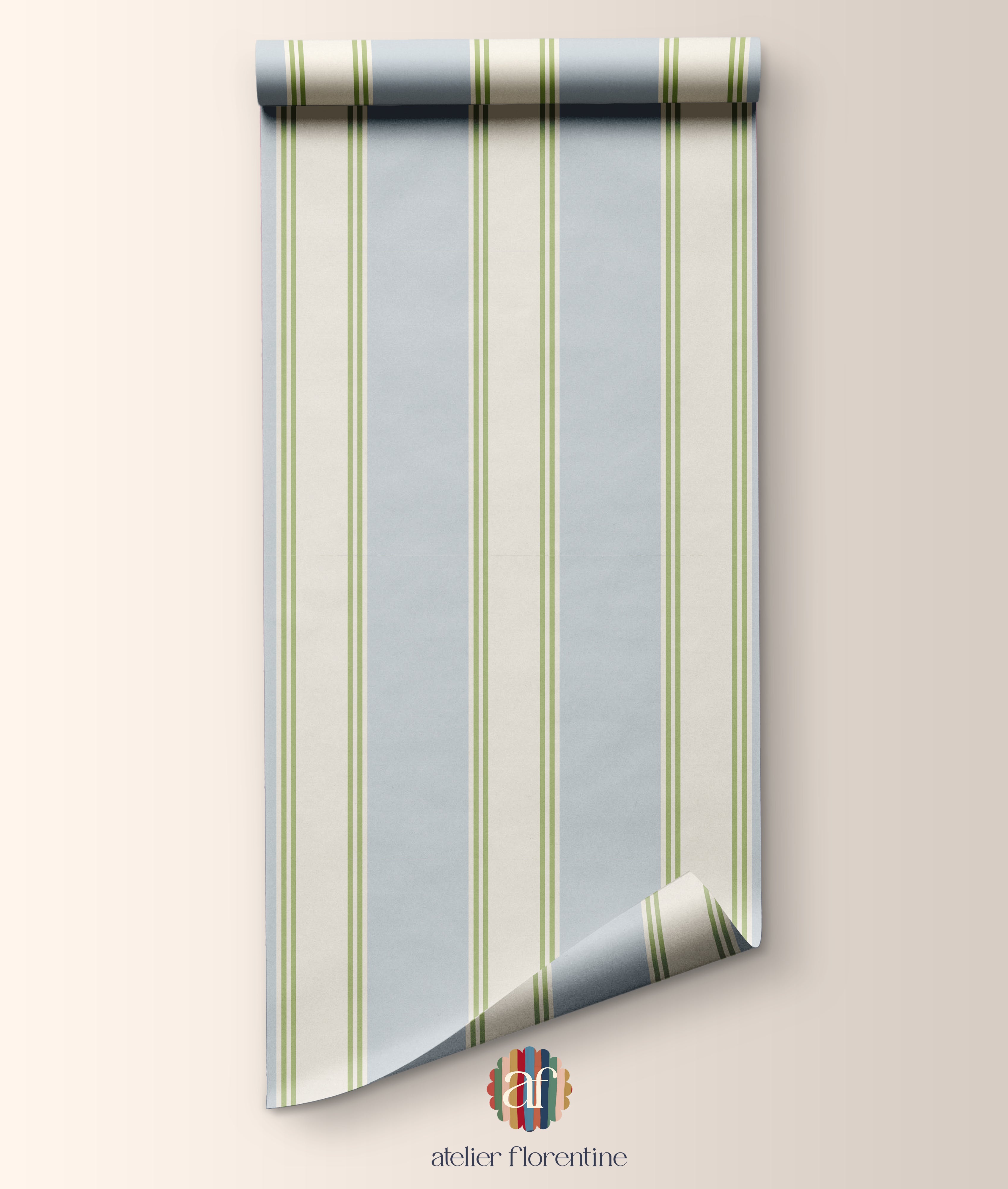 Wallpaper Double Striped - Blue and Green