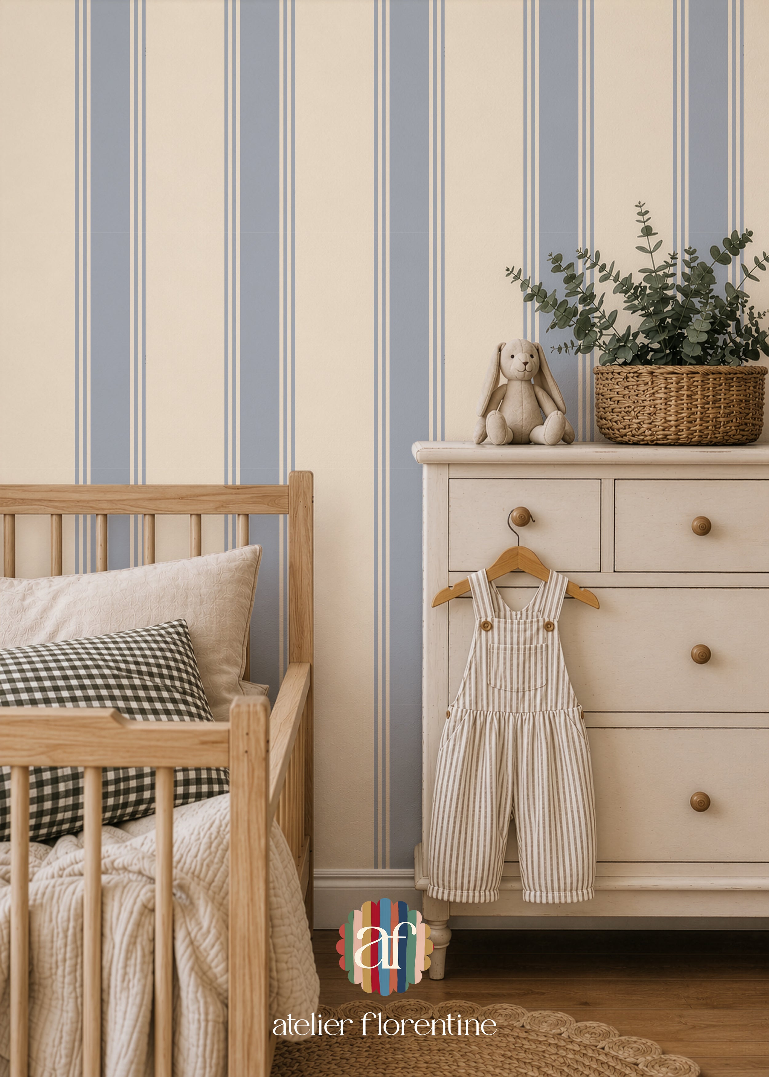 Wallpaper Double Striped - Ocean Blue