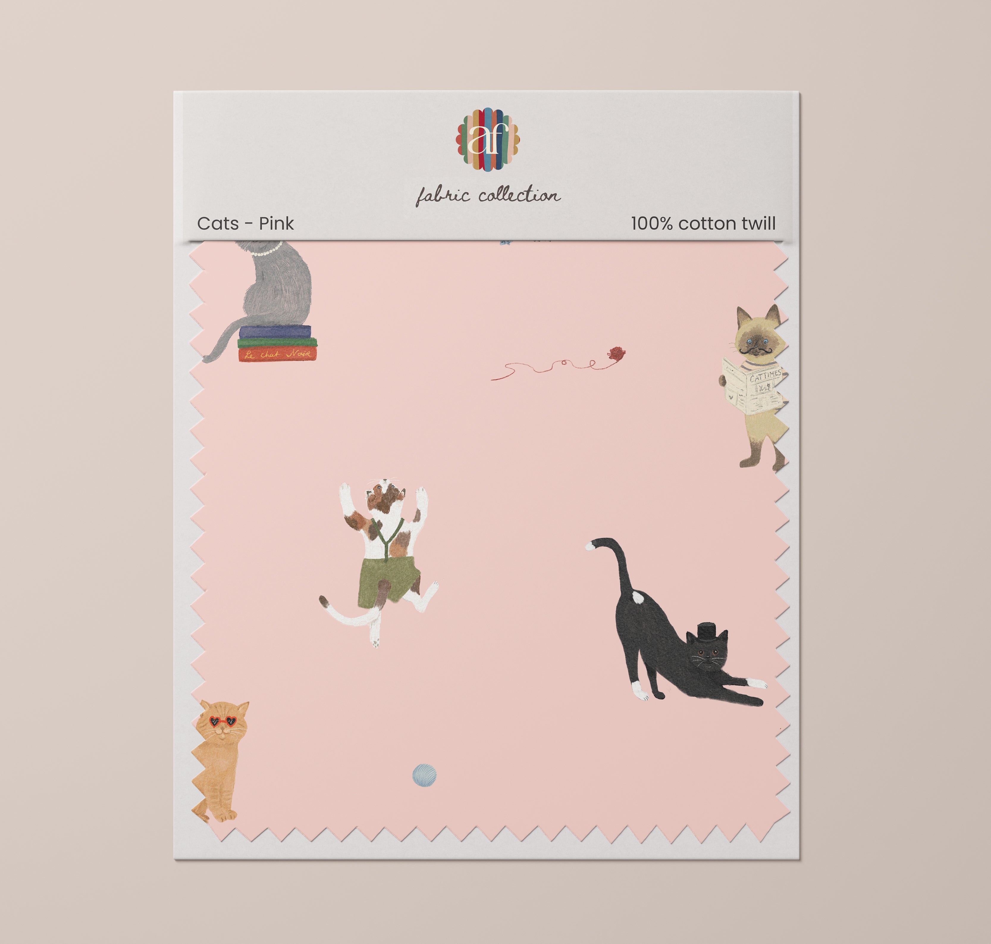 Nursery Fabric - Cats Pink