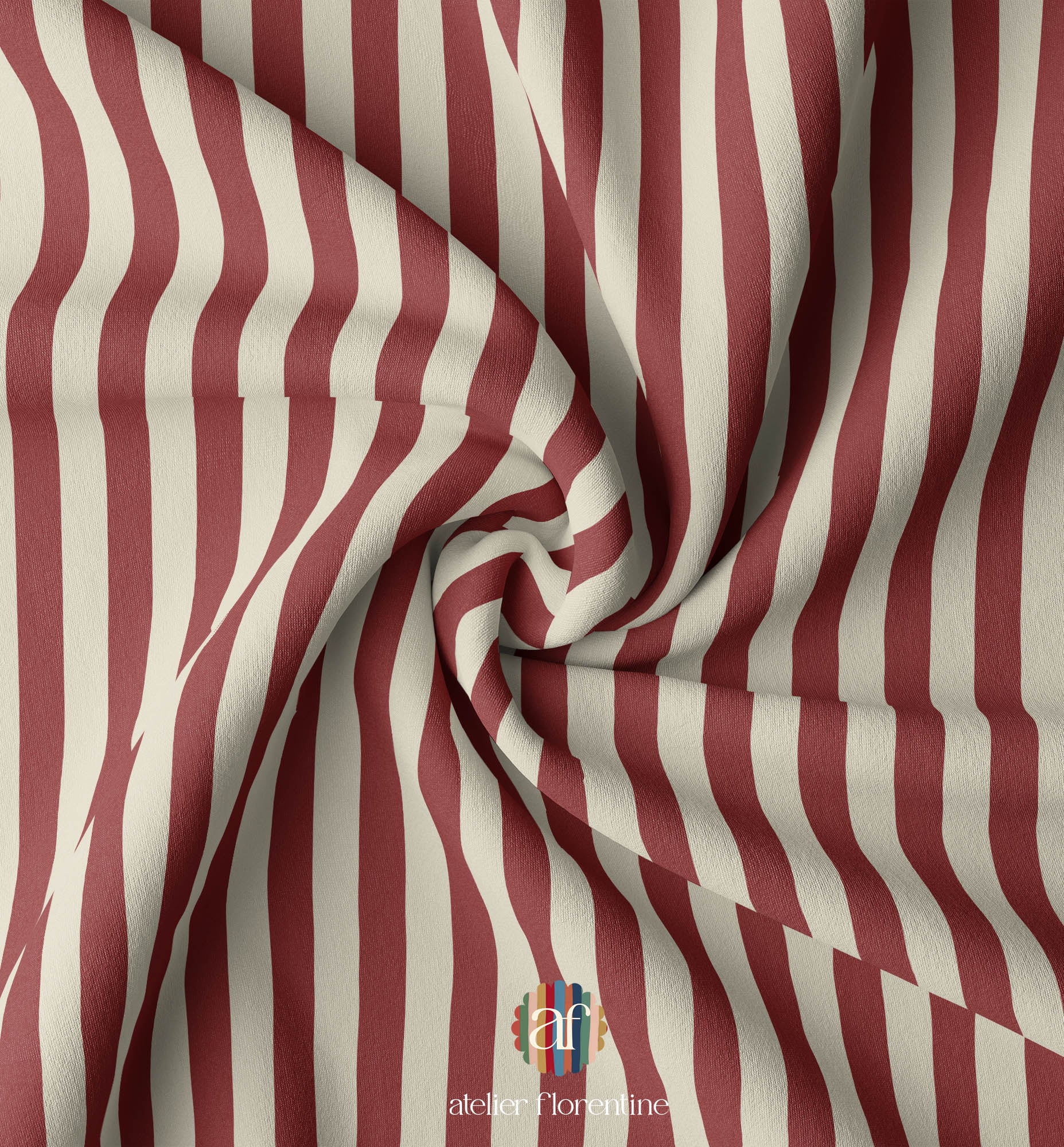 Nursery Fabric - Small Stripes Red