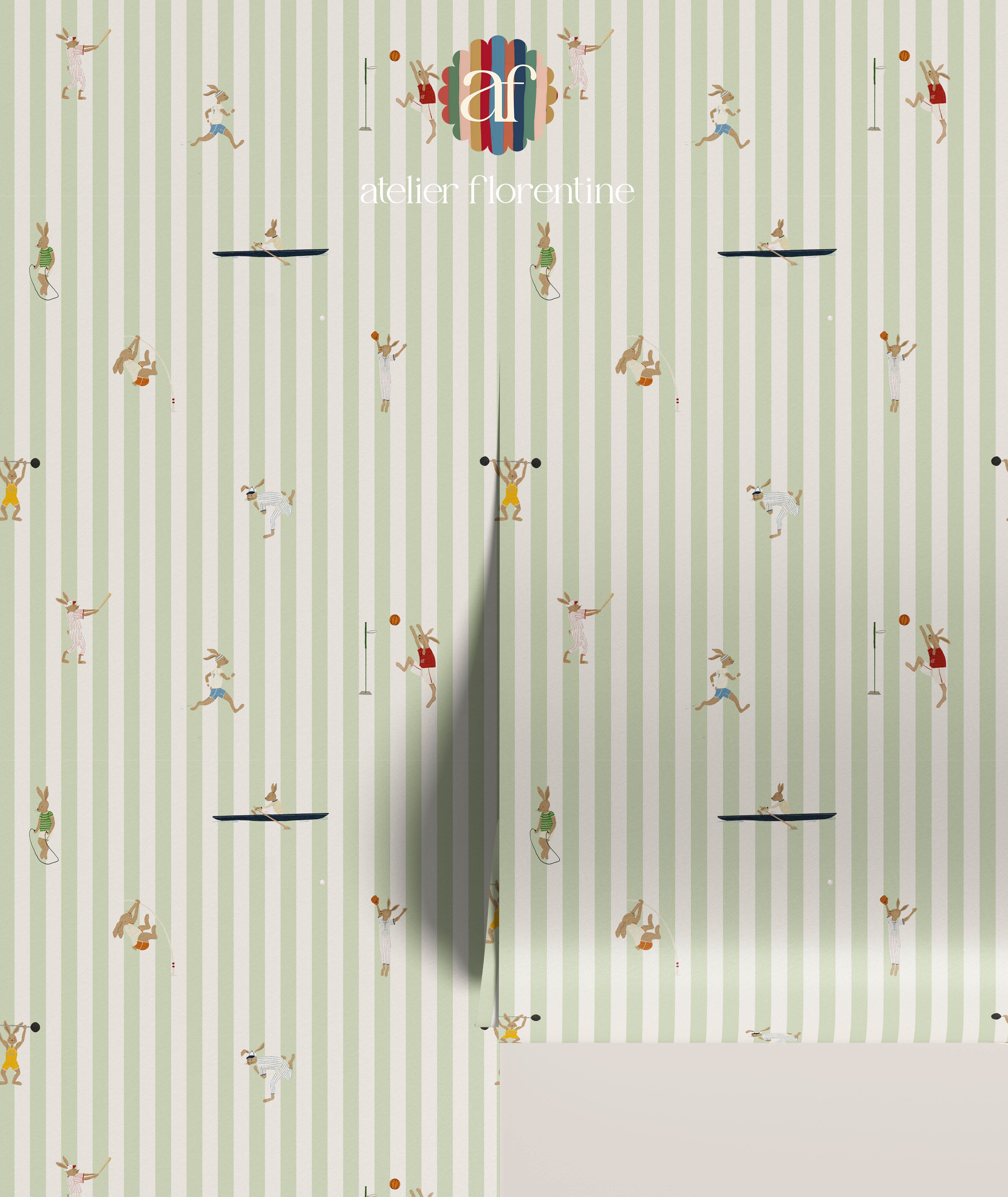 Wallpaper Sports Bunnies - green stripes
