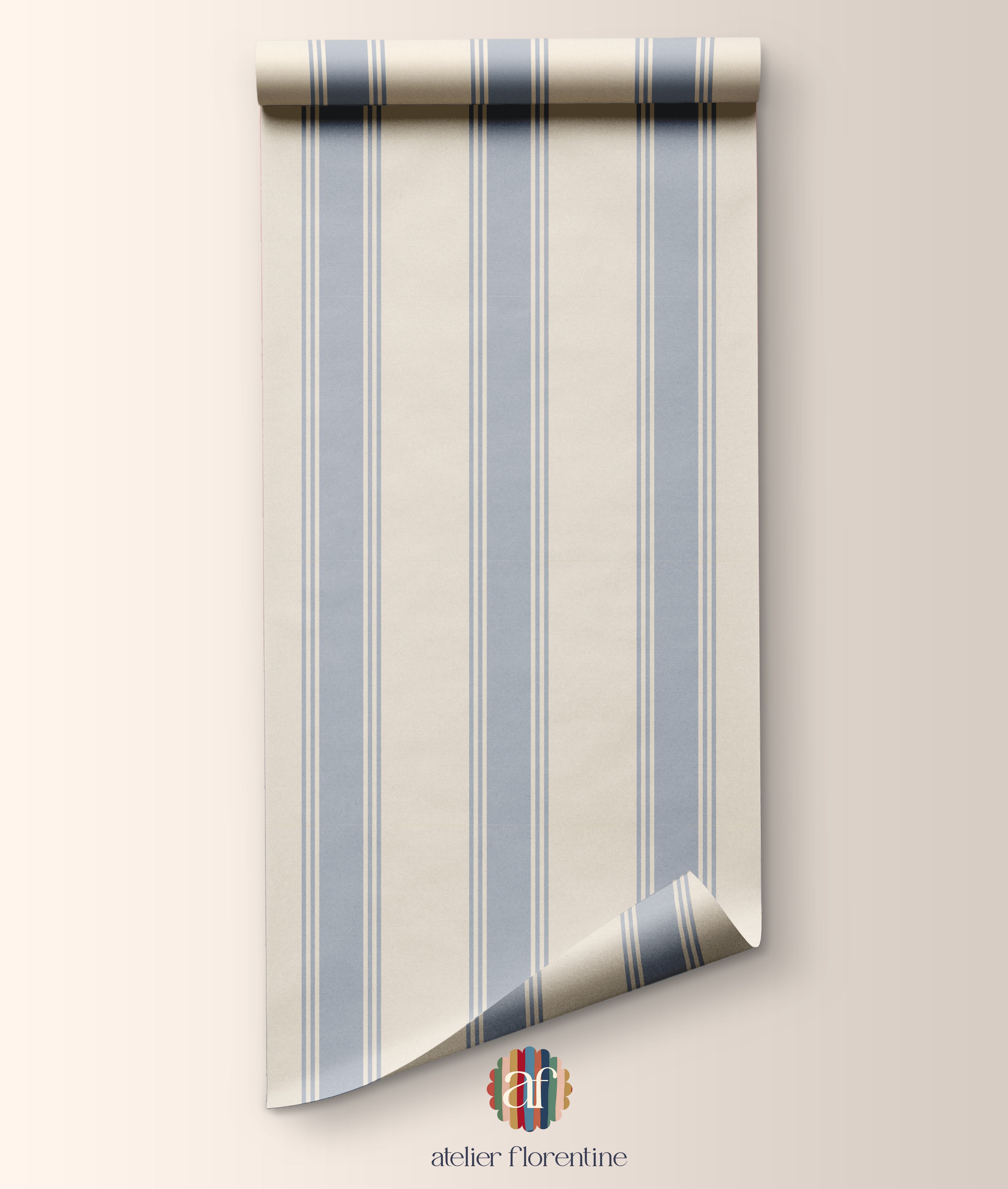 Wallpaper Double Striped - Ocean Blue
