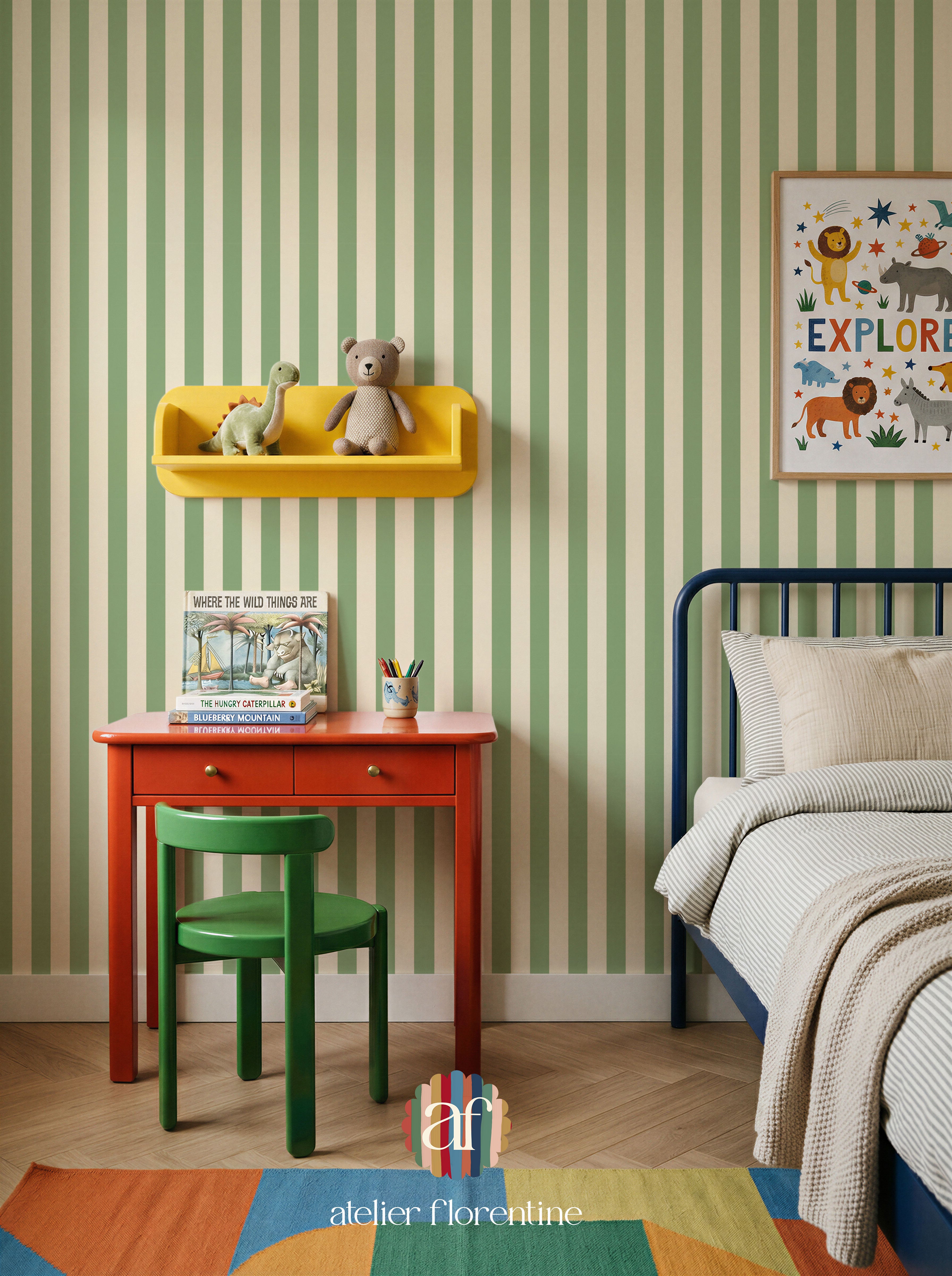 Wallpaper Small Stripes - Green