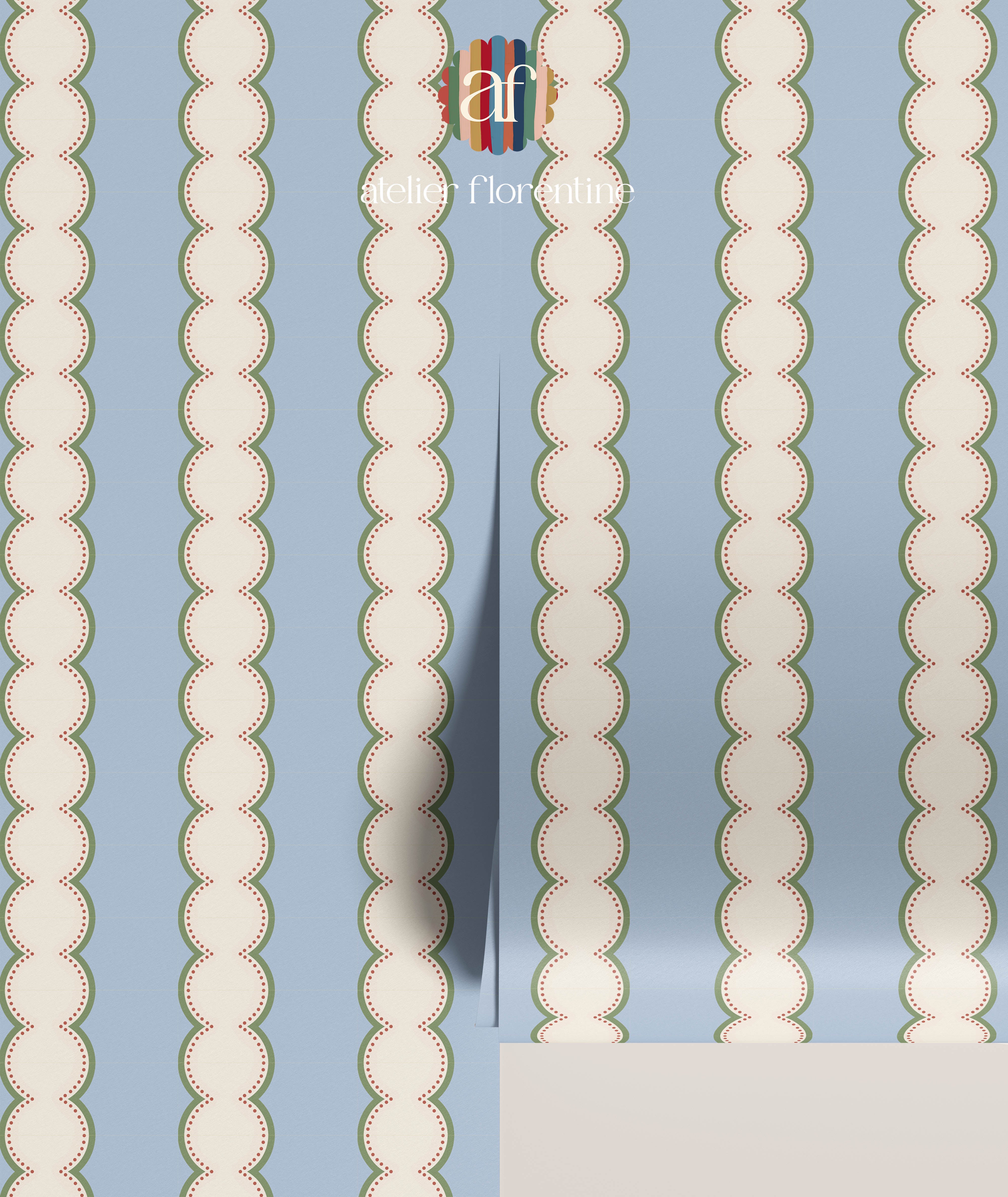 Wallpaper Bobbin Stripes - Cream Blue