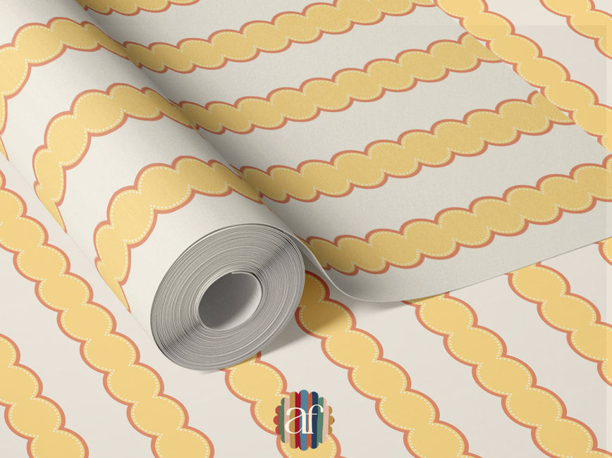 wallpaper yellow stripes bobbin for kids