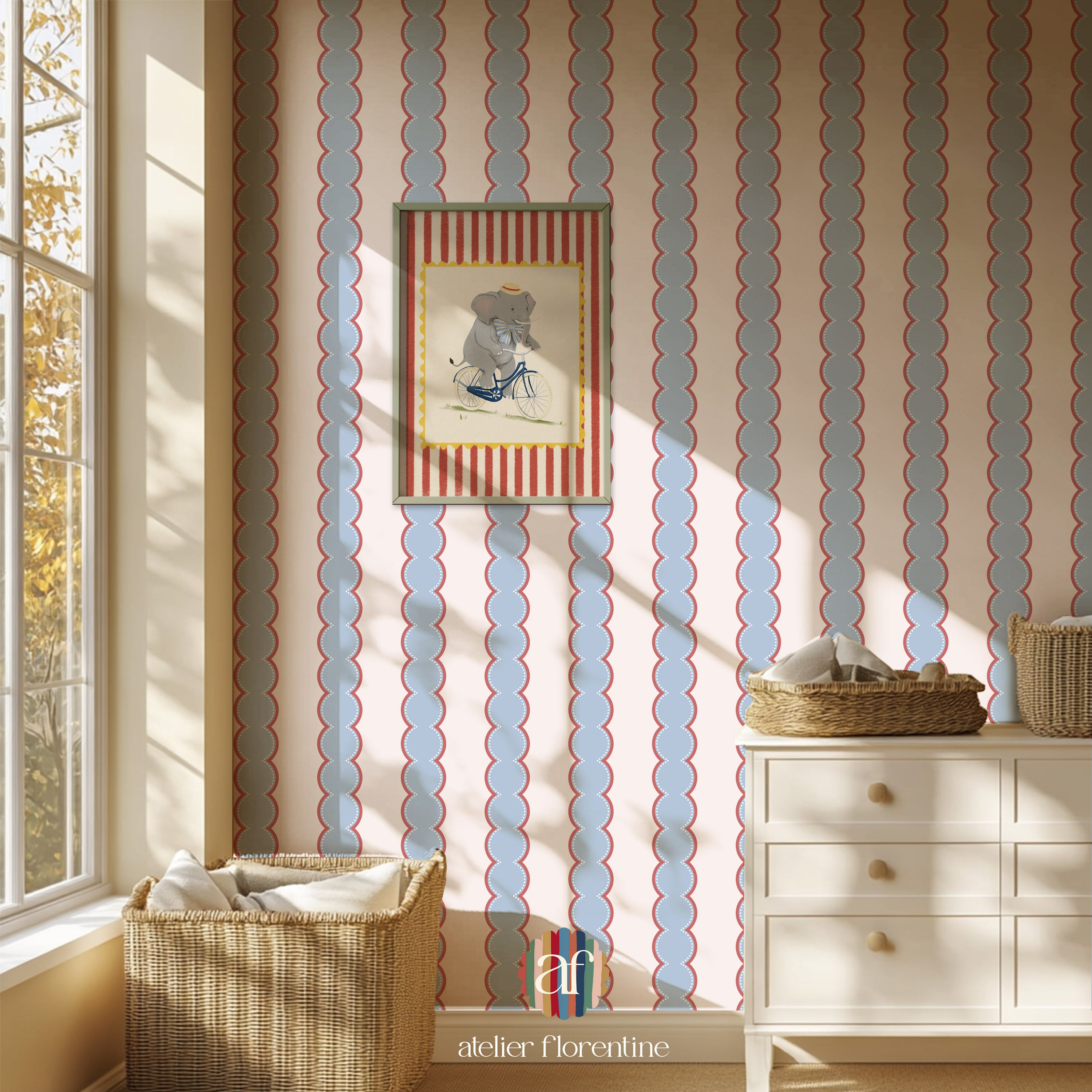Children's wallpaper, wallpapers for kids, stripes, kids decoration, nursery decor