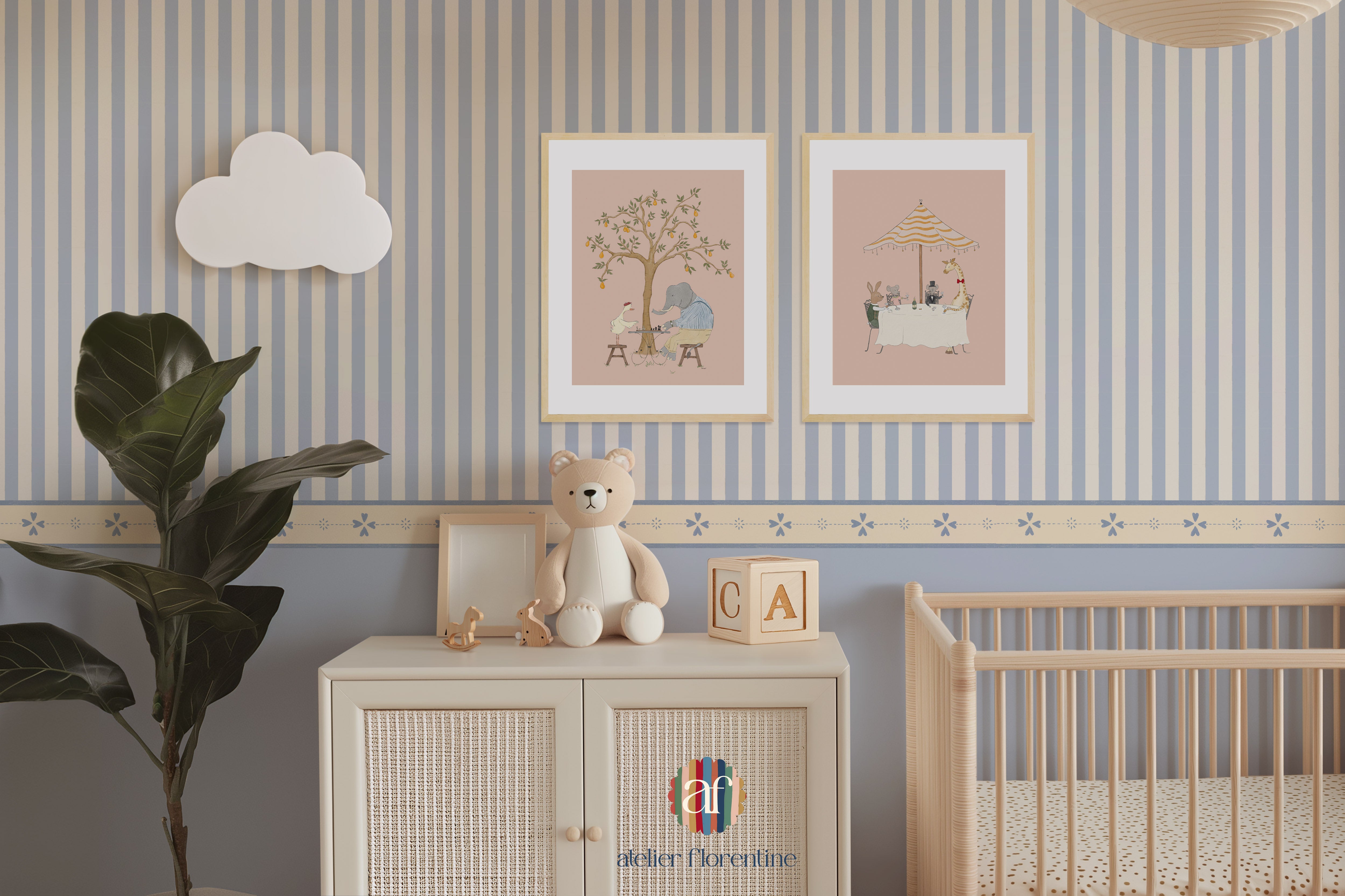 Peel and stick wallpaper border self-adhesive cottage core nursery