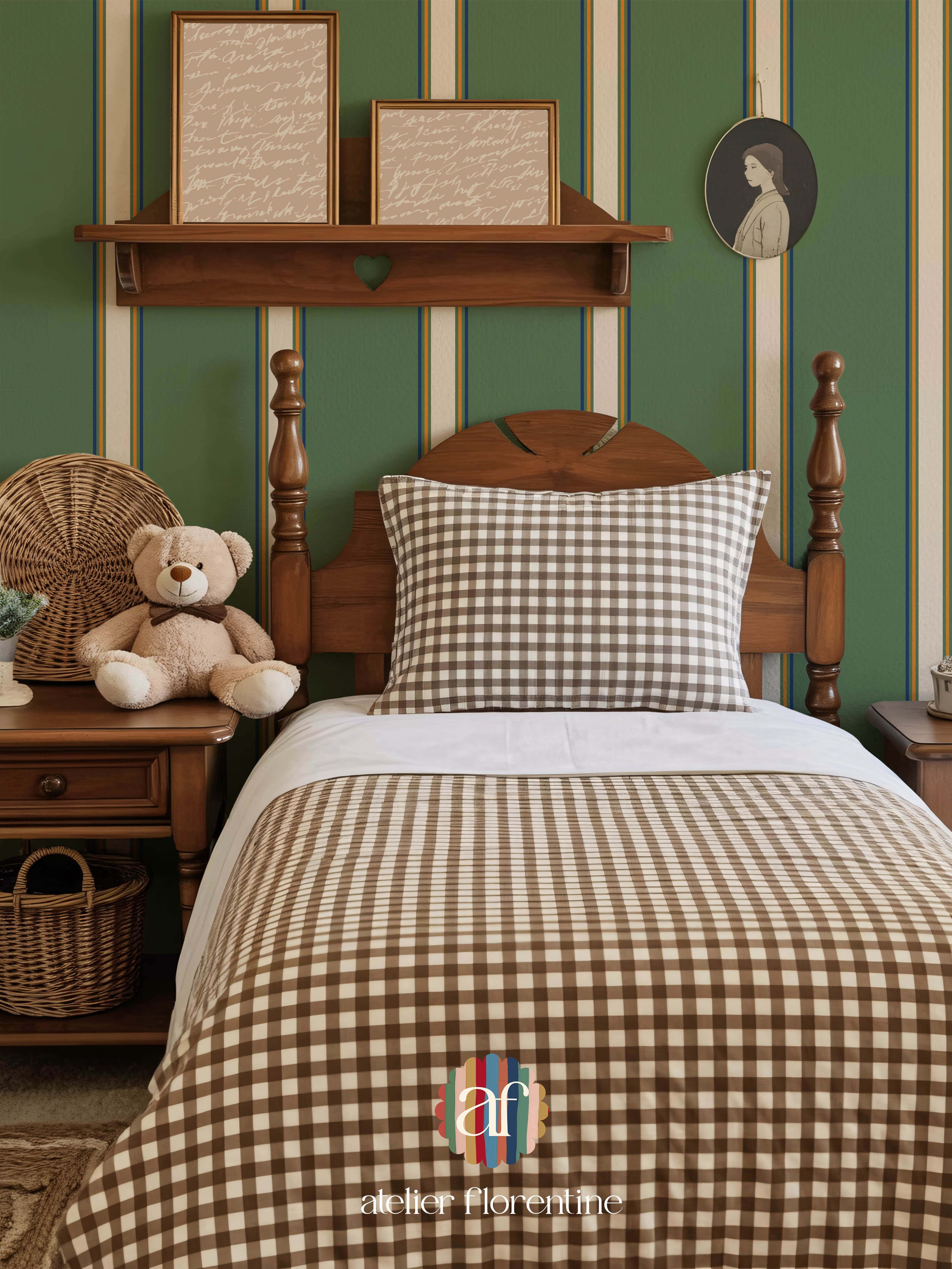 Wallpaper College Stripe - Cream and Green