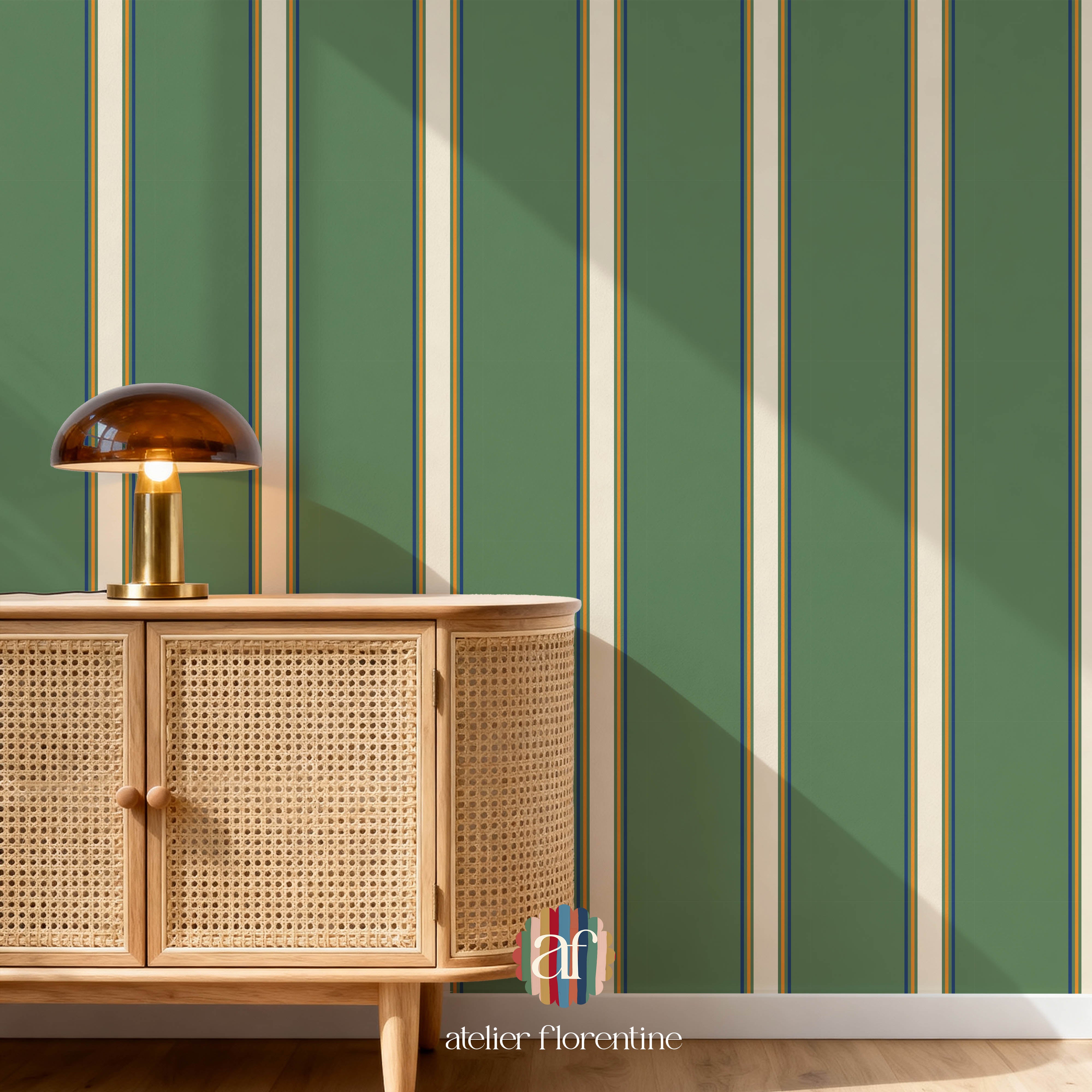 Wallpaper College Stripe - Cream and Green
