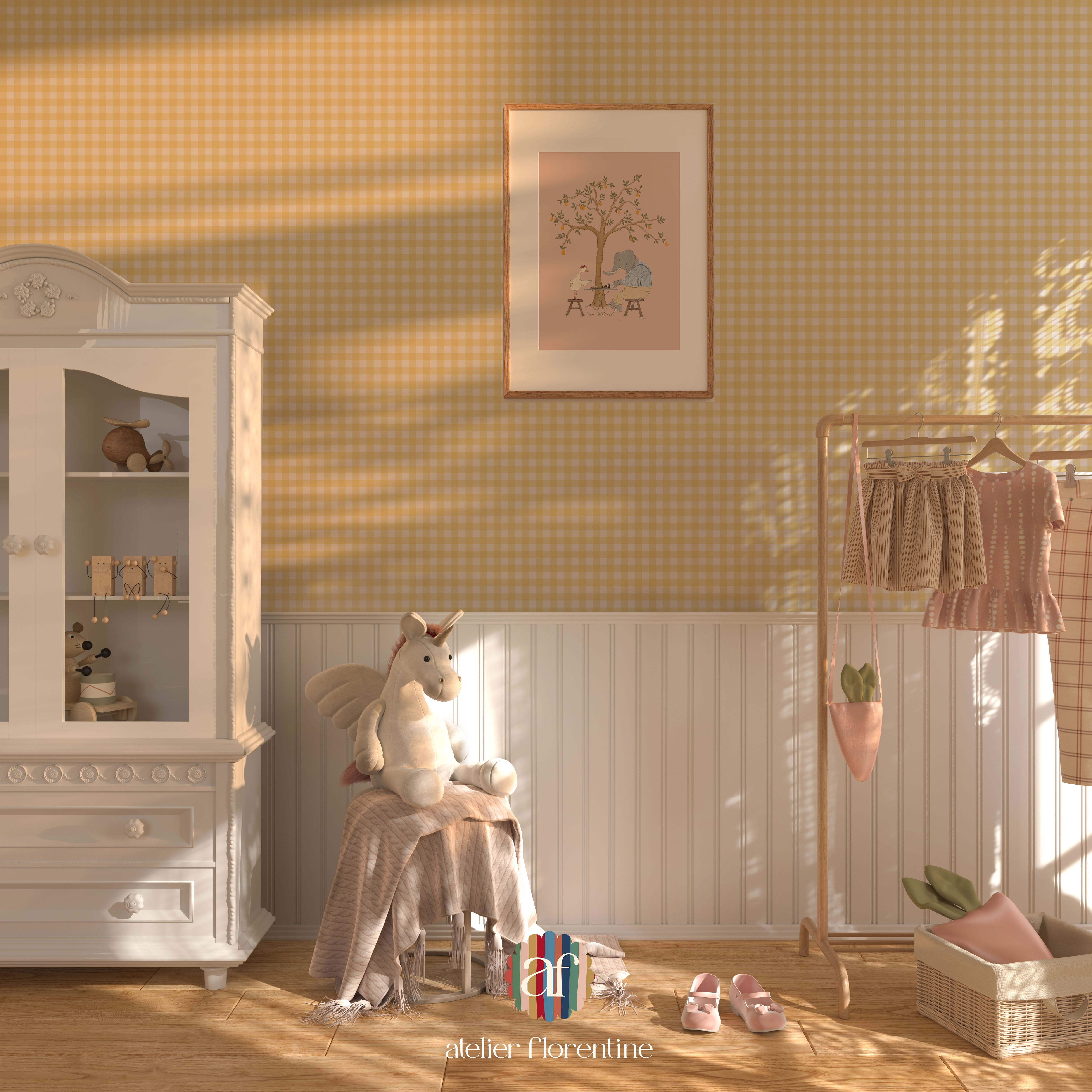 Children's wallpaper checks, checkered wallpapers nursery, kids decoration, peel and stick 