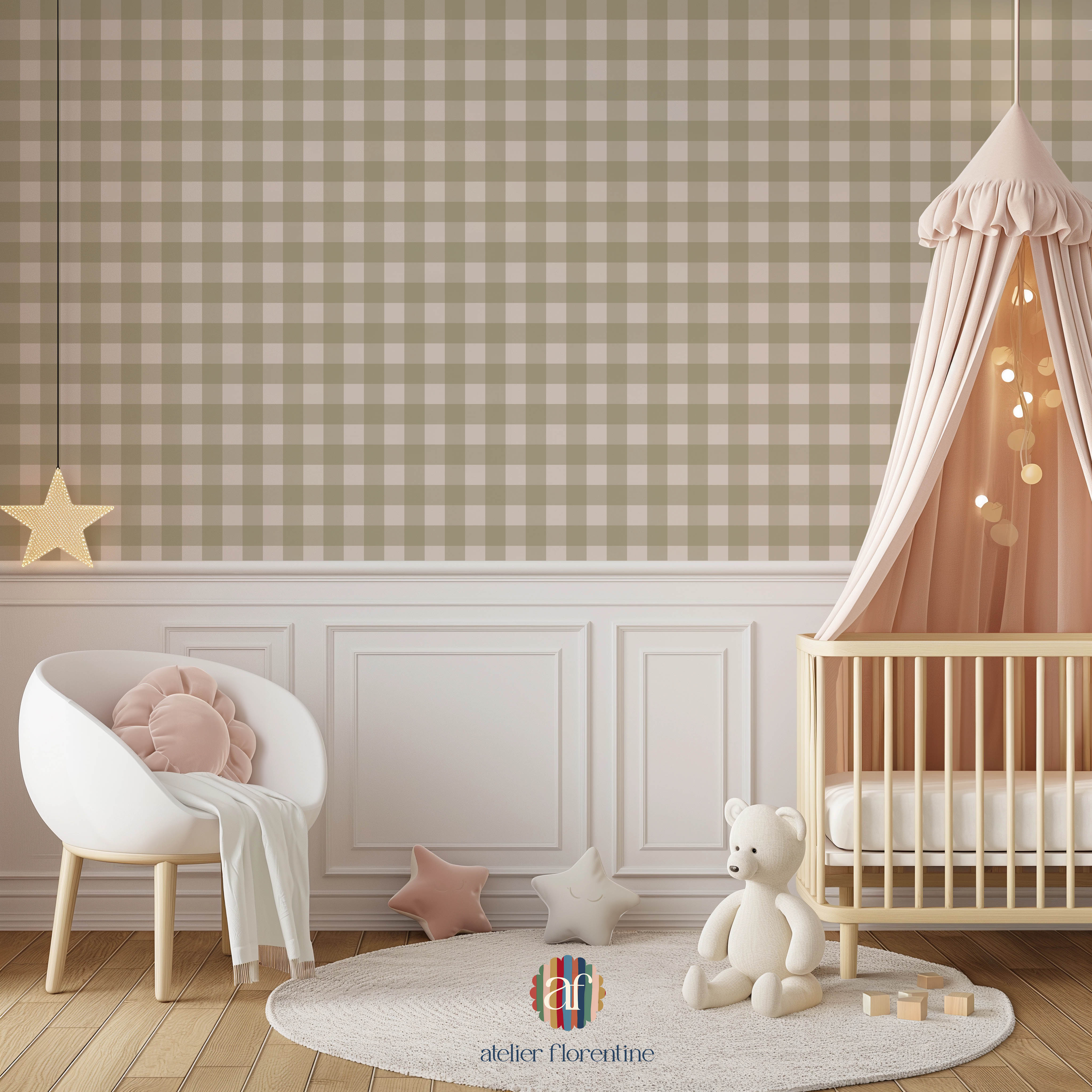 Wallpaper Checks - Olive green