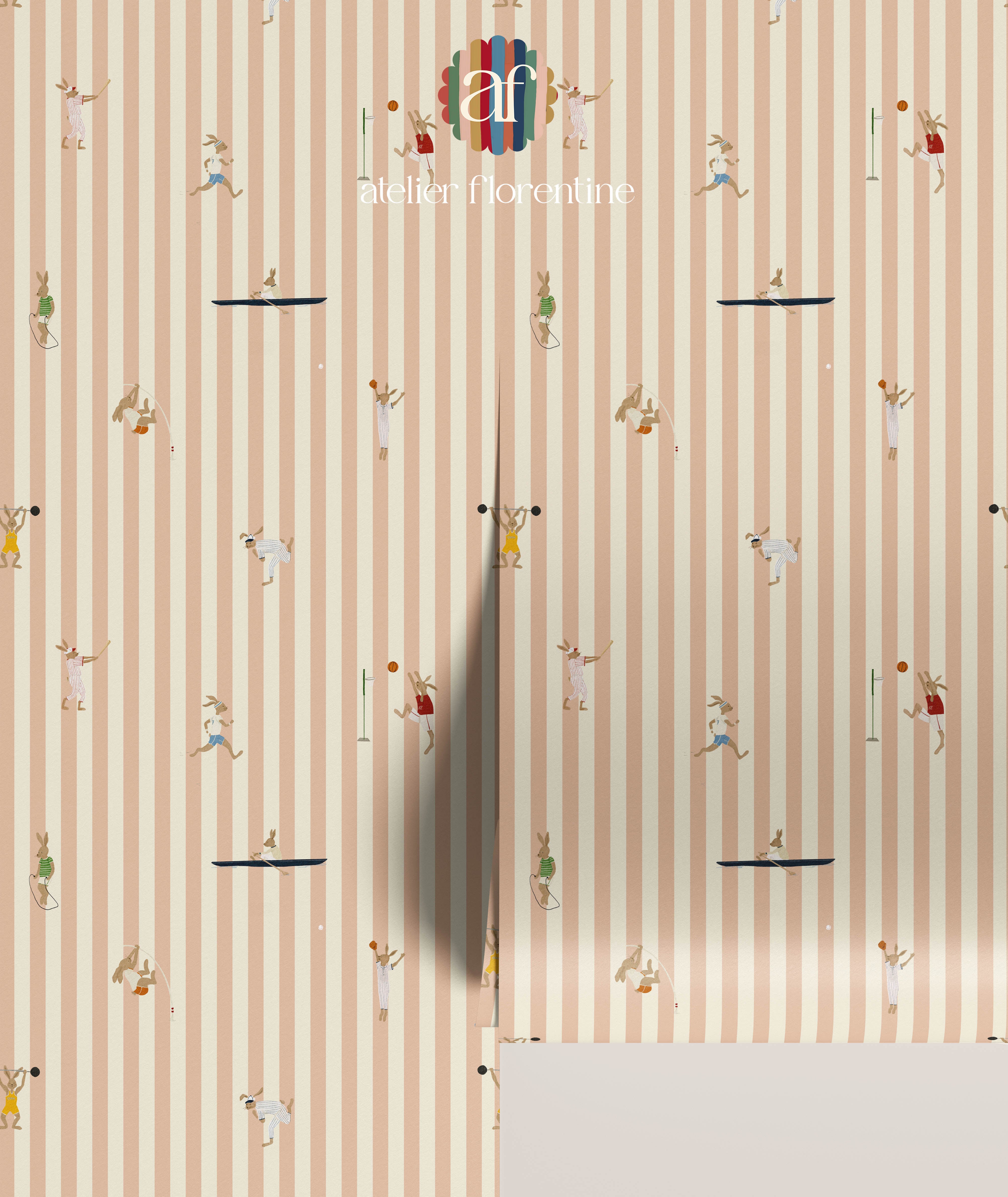 Wallpaper Sports Bunnies - sand stripes