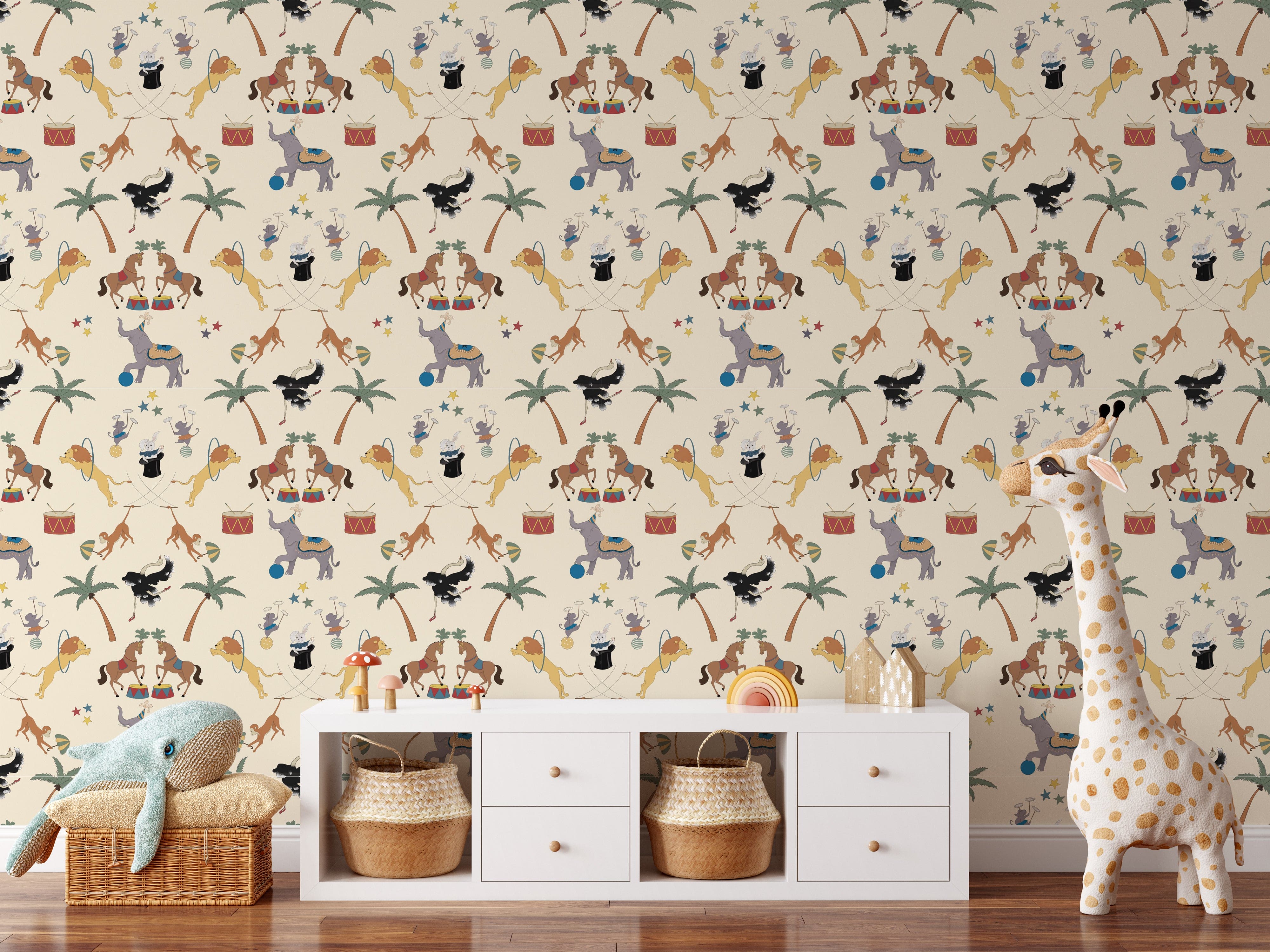 Circus wallpaper for kids and nursery. Children's wallpapers animals